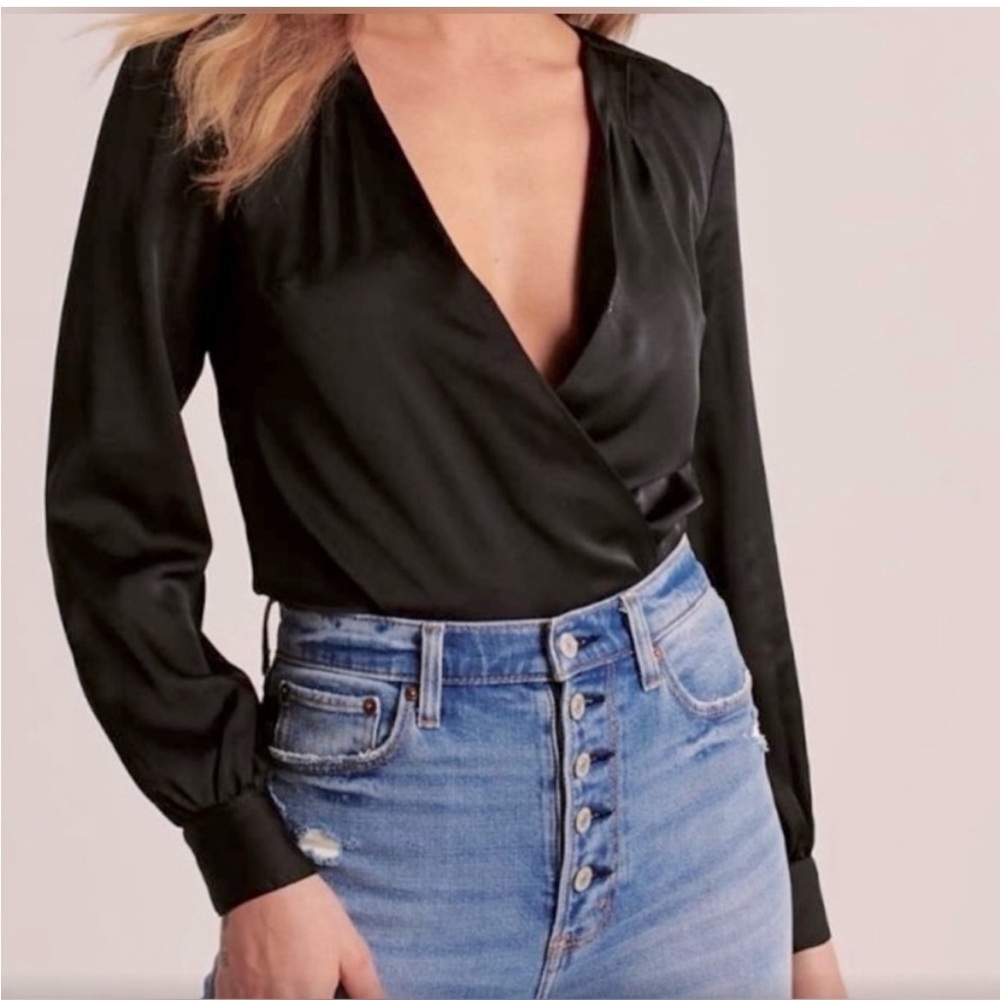 Abercrombie + Fitch Black Long Sleeve Body Suit